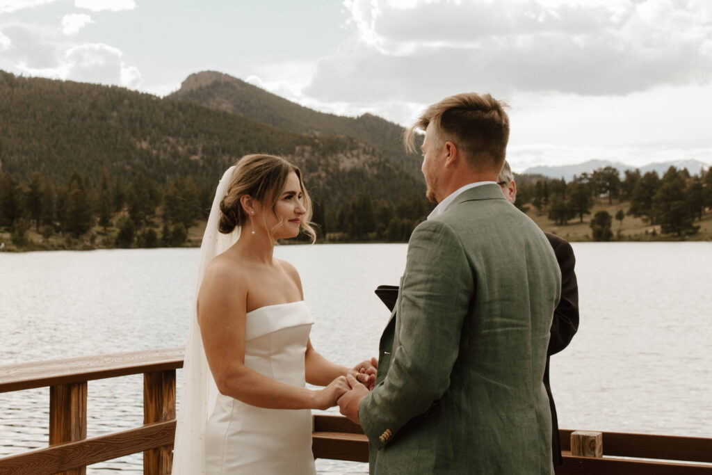 bride looks at groom with love in her eyes