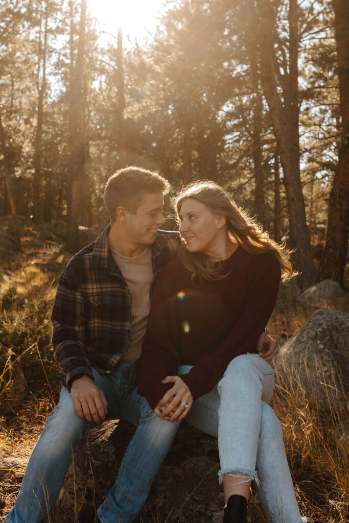 couple gazes into each others eyes