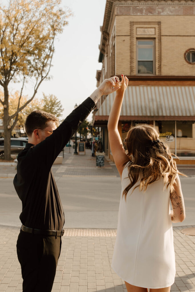 twirling on a street corner