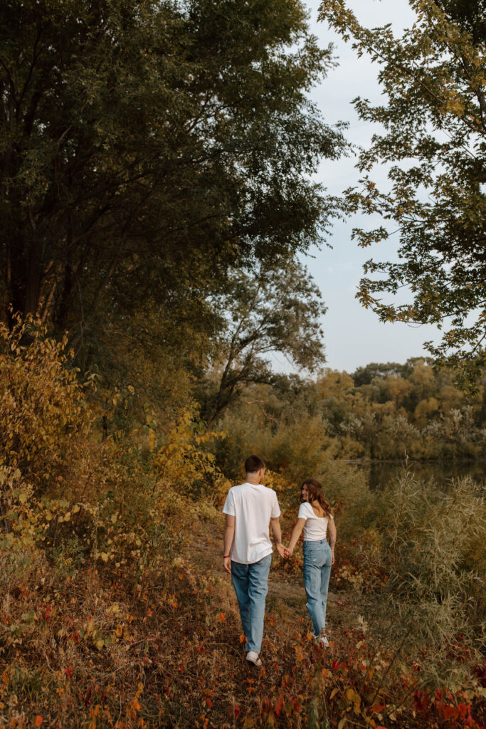 walking into the trees together