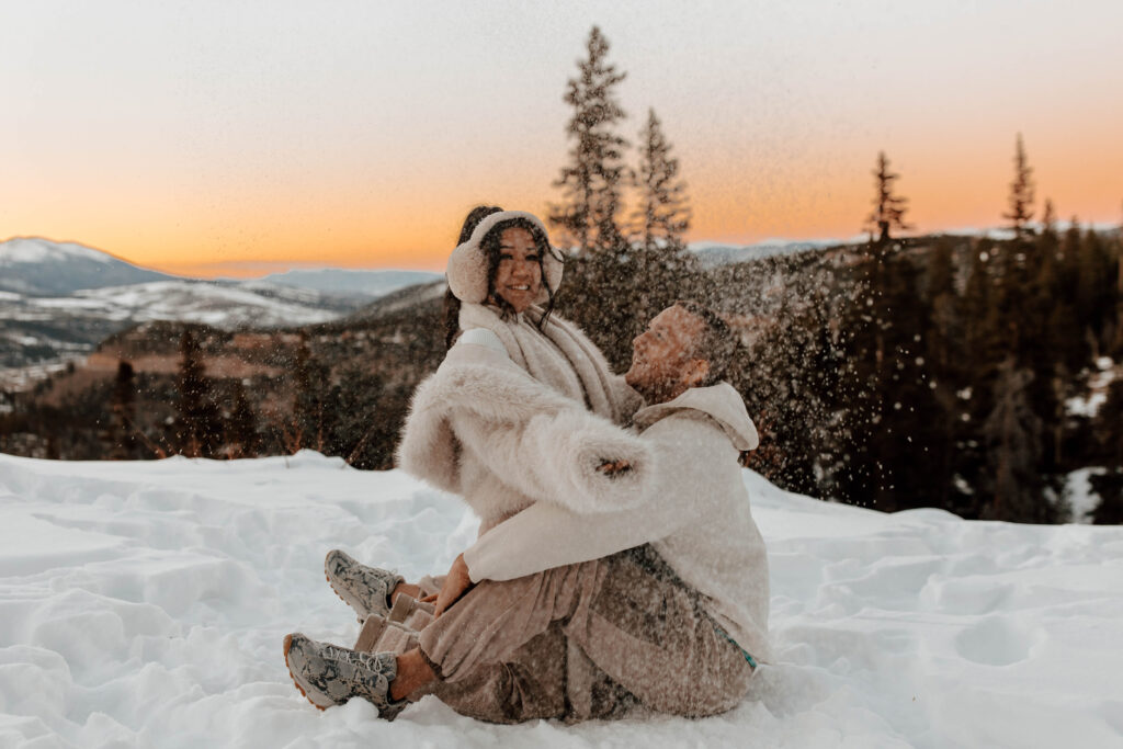 snow covered engagement photo ideas