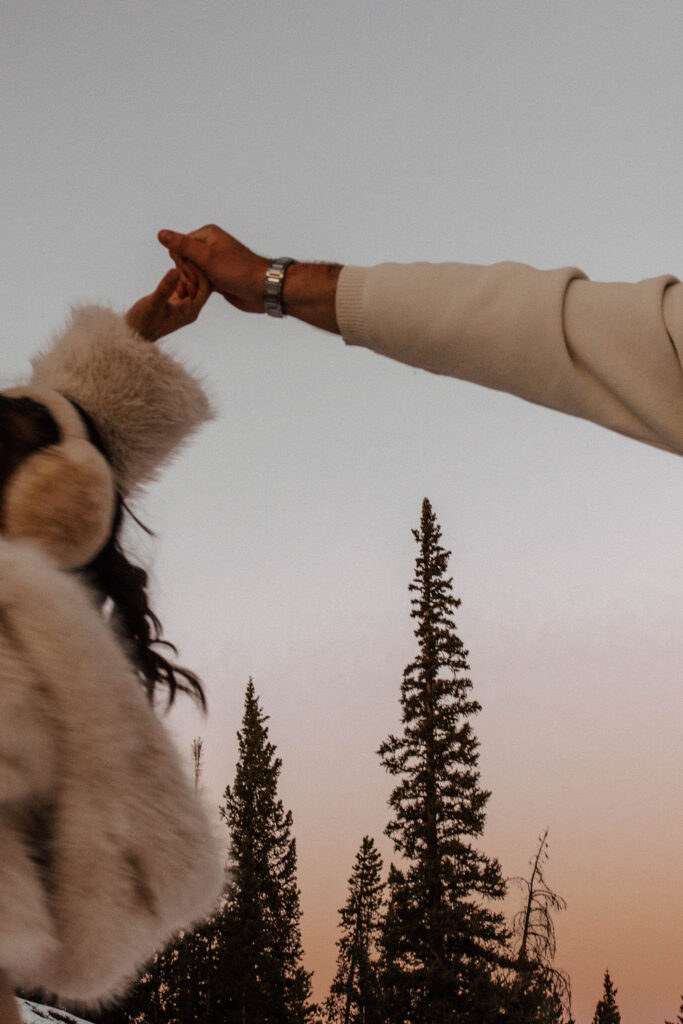 engagement photo details inspiration, motion blurred vibey photo during sunset