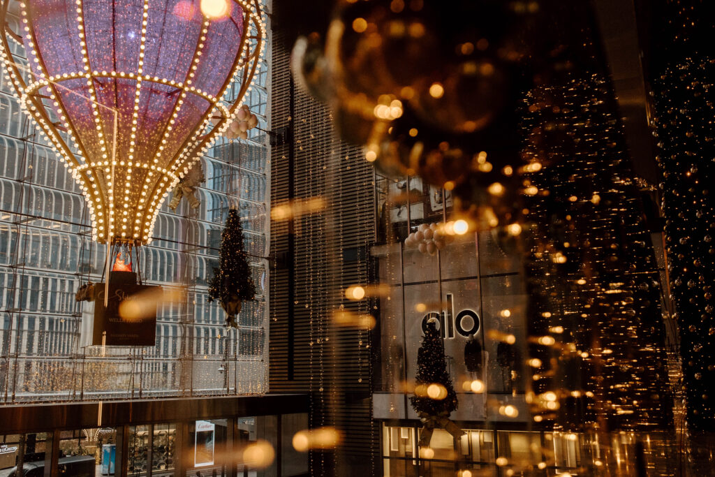 christmas lights in Hudson yards NYC 