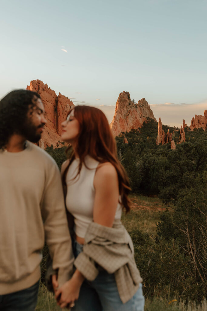 aesthetic engagement photos in the mountains