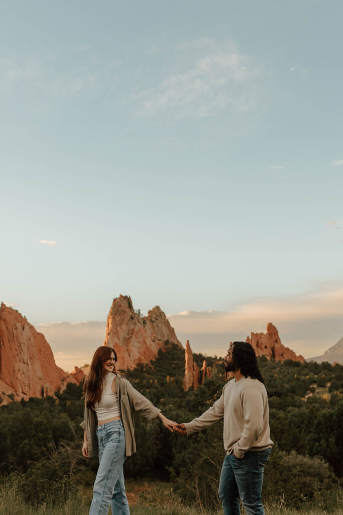 aesthetic mountain engagement photos with the red rocks