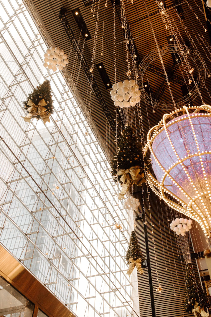 Hudson yards christmas trees in the air