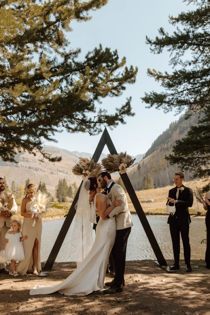 bride and groom's first kiss as husband and wife