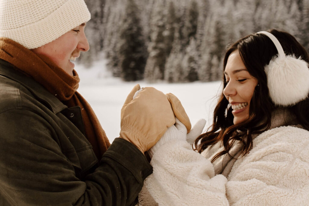 colorado engagement photos in the winter snow