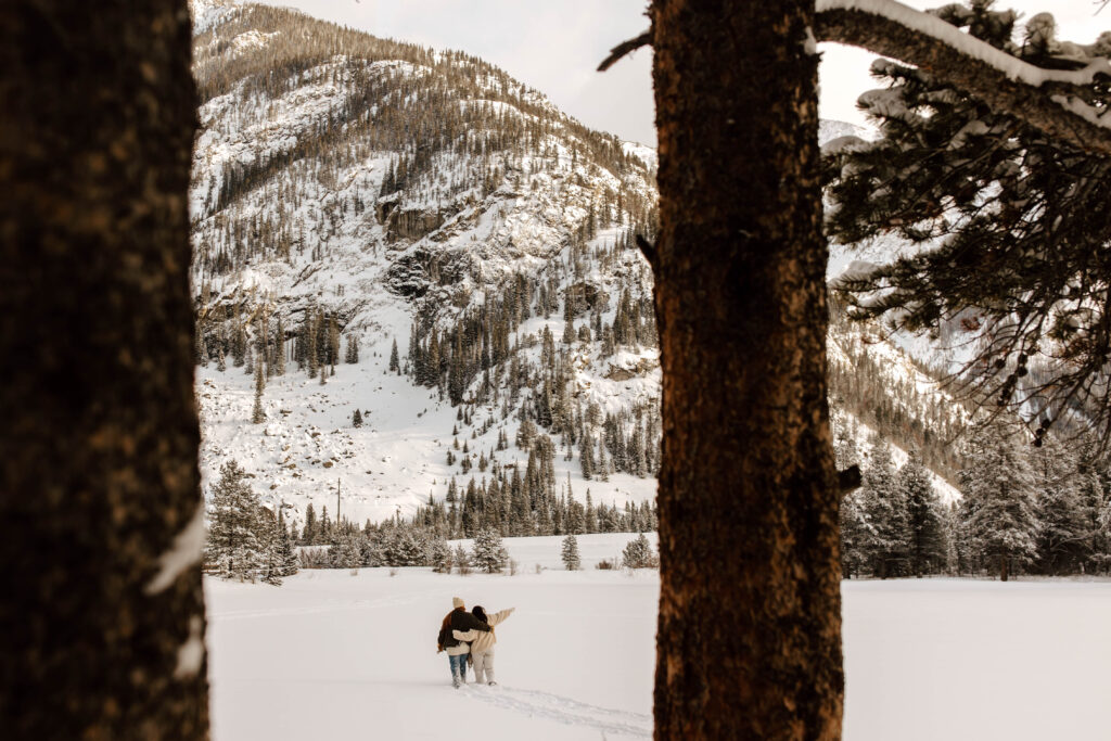 adventuring together during engagement pictures