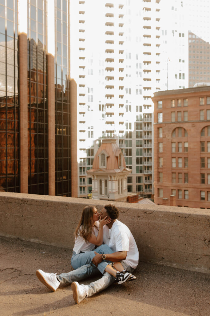 rooftop Denver engagement pictures