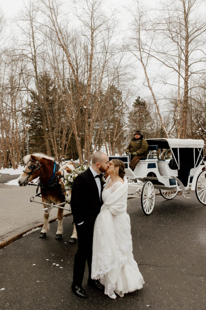 winter wedding sleigh ride upstate New York