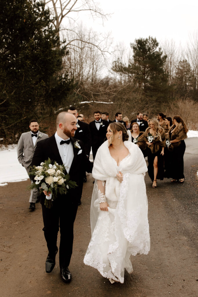 walking with bridal party