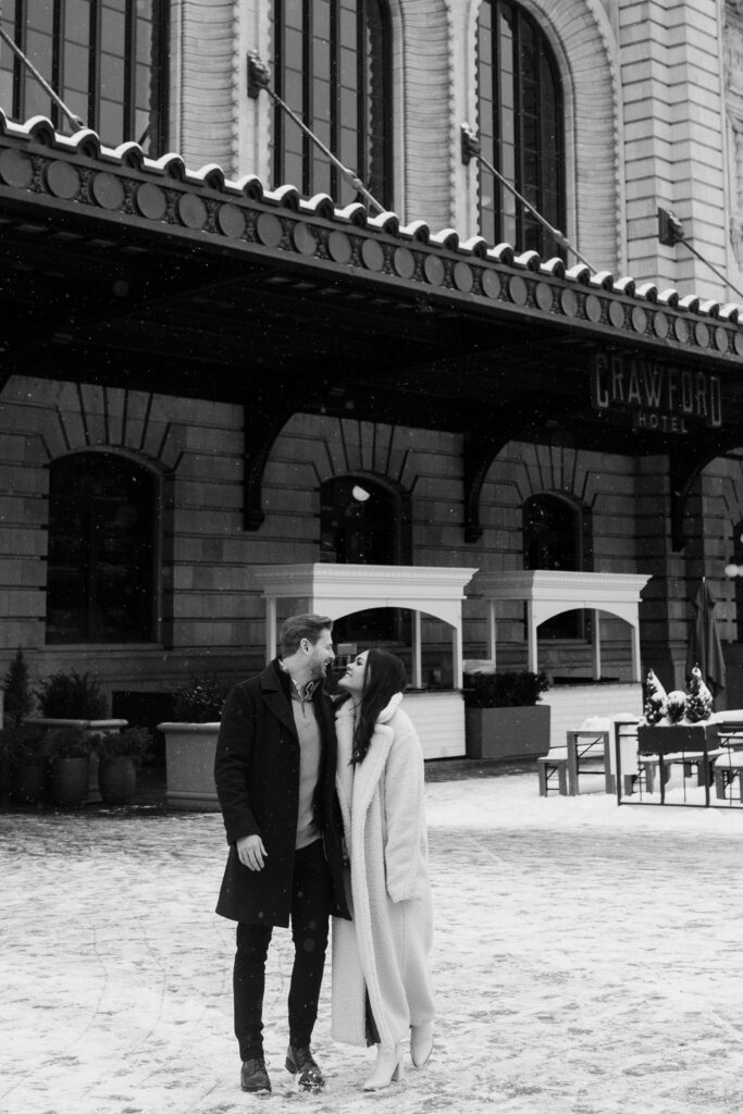 denver colorado downtown winter engagement photos