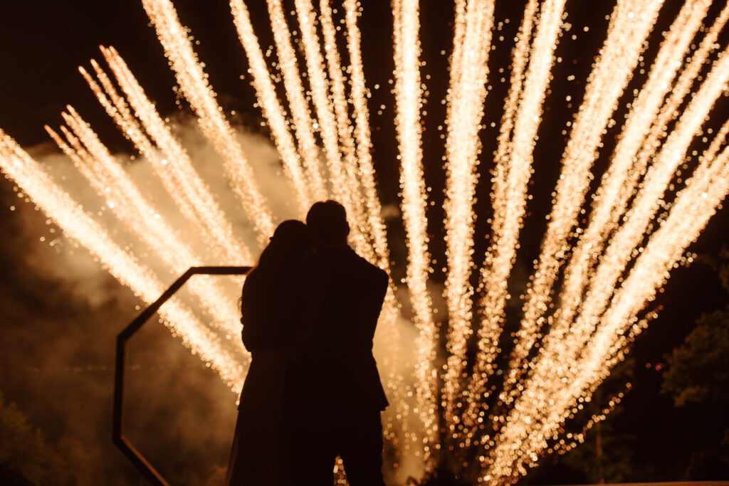 watching the fireworks during destination wedding